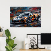 Poster Voiture de course supercar Orange GTR (Bureau à domicile)