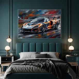 Poster Voiture de course supercar Orange GTR