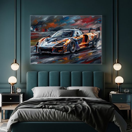 Poster Voiture de course supercar Orange GTR
