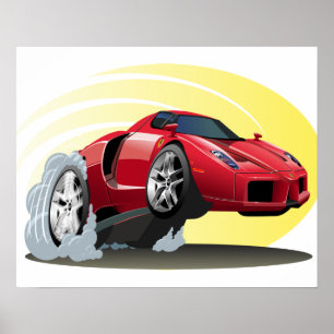 Poster Voiture de dessin animé