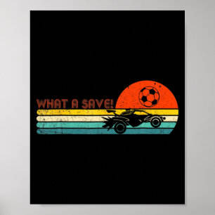Poster Voiture de foot RC fusée de style rétro Ligue jeu
