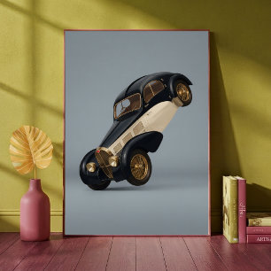 Poster Voiture de Luxe Vintage Classique Faisant un Wheel