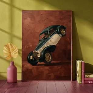 Poster Voiture de Luxe Vintage Classique Faisant un Wheel