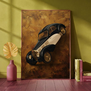 Poster Voiture de Luxe Vintage Classique Faisant une Roue