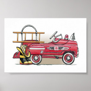 Poster Voiture de pédale de camion de pompiers