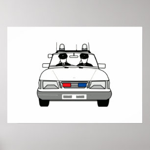 Poster Voiture de police de bande dessinée