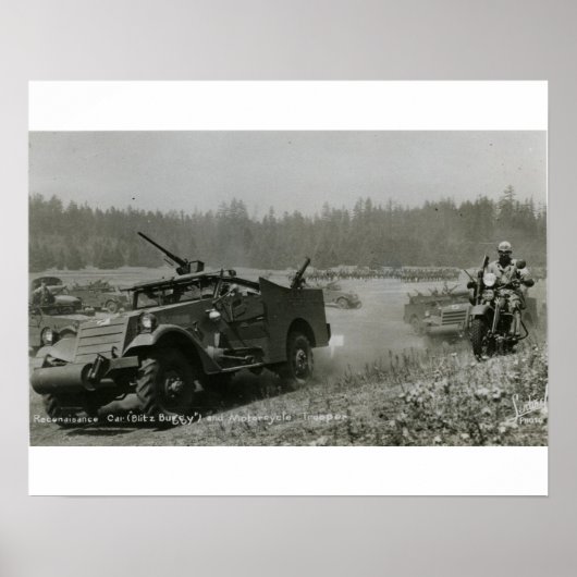 Poster Voiture de reconnaissance et moto (Devant)