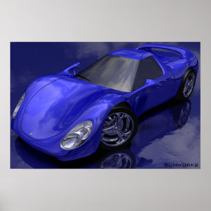 Poster Voiture de sport bleue