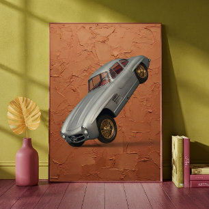 Poster Voiture de sport classique vintage faisant une rou