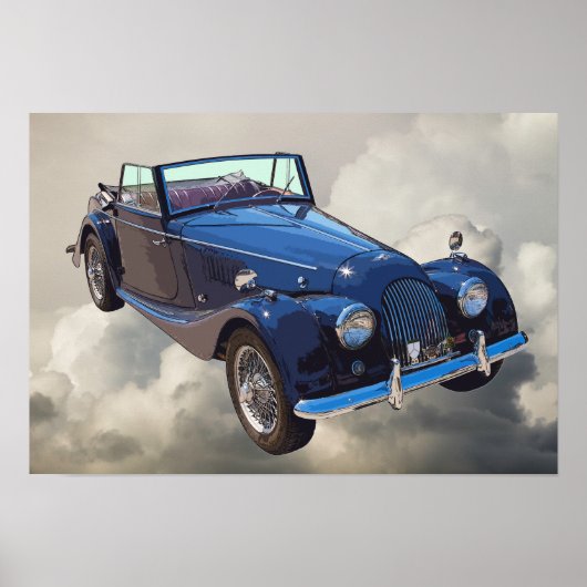 Poster Voiture de sport convertible Morgan Plus 4 1964 (Devant)