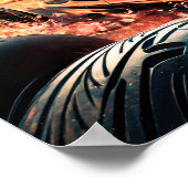 Poster Voiture de sport de course Flame Gold Drifting #3 (Coin)