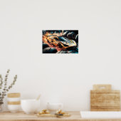 Poster Voiture de sport de course Flame Gold Drifting #3 (Cuisine)