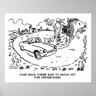Poster Voiture de sport en campagne avec Hérisson