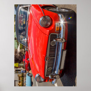 Poster Voiture de sport MGB rouge classique
