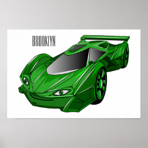 Poster Voiture de sport verte avec illustration airfos