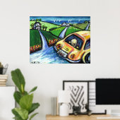 Poster voiture d'été sur le terrier (Bureau à domicile)