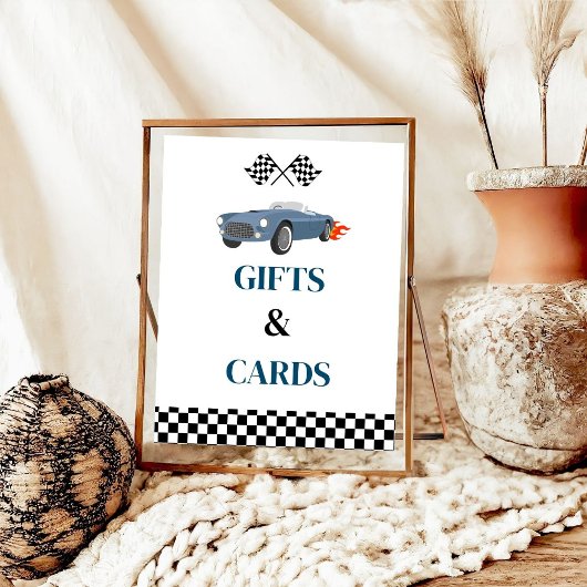 Poster Voiture et carte Course Signale Baby shower de voi