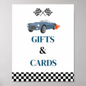 Poster Voiture et carte Course Signale Baby shower de voi (Devant)