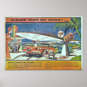 Poster Voiture futuriste vintage de la science-fiction