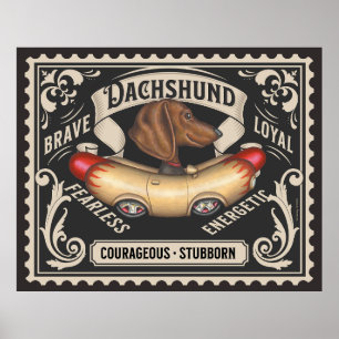 Poster Voiture Hotdog Mignonne Dachshund