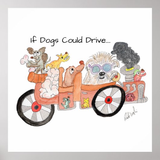 Poster Voiture idéale pour chiens (Devant)