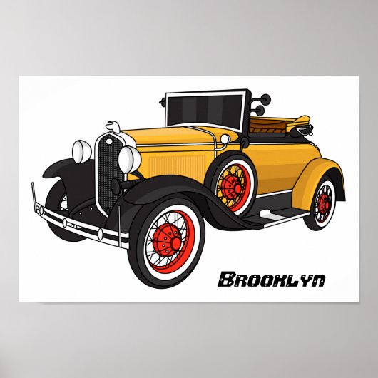 Poster Voiture jaune classique 1931 (Devant)