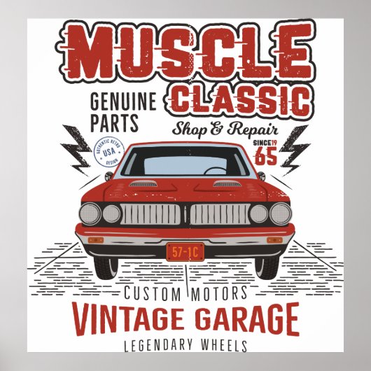 Poster Voiture Muscle Classique (Devant)