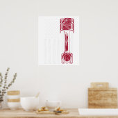 Poster Voiture Musclée à Piston Drapeau Américain (Cuisine)