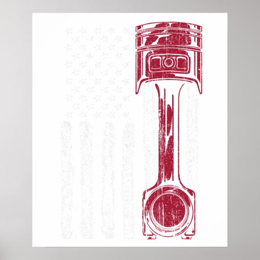 Poster Voiture Musclée à Piston Drapeau Américain (Devant)