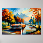 Poster voiture peinture classique déplacement route de ca (Devant)