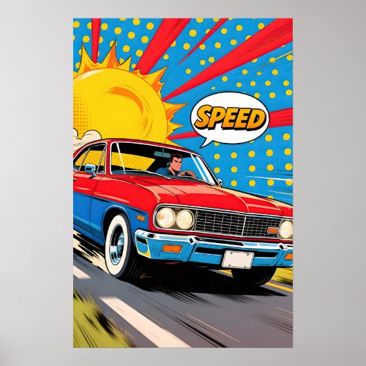 Poster Voiture Rapide Pop Art (Devant)