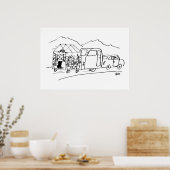 Poster Voiture remorque une caravane et aussi une serre (Cuisine)