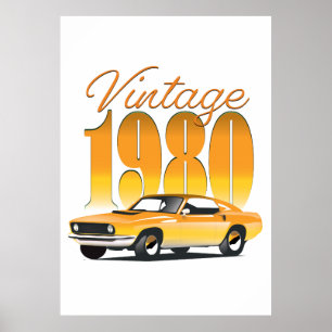 Poster Voiture rétro vintage 1980