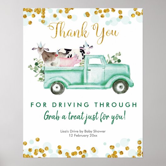 Poster Voiture Safari verte par signe de fête (Devant)