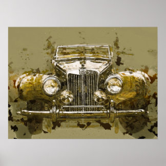 Poster Voiture sport MG vintage