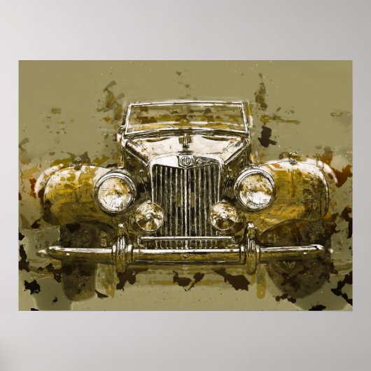 Poster Voiture sport MG vintage (Devant)