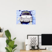 Poster Voiture Trabant, Bleu pâle, Mur de Berlin (Bureau à domicile)