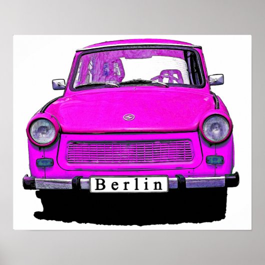 Poster Voiture Trabant Rose (Devant)