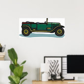 Poster Voiture verte vintage (Bureau à domicile)