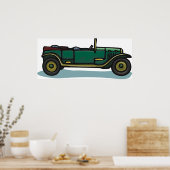 Poster Voiture verte vintage (Cuisine)