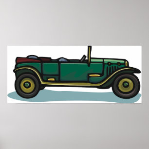 Poster Voiture verte vintage