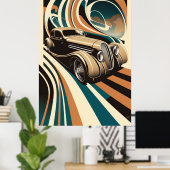 Poster Voiture Vintage (Bureau à domicile)