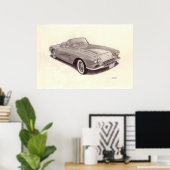 Poster Voiture Vintage : Chevrolet Corvette (Bureau à domicile)