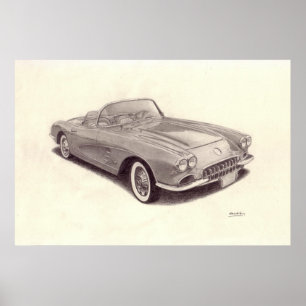 Poster Voiture Vintage : Chevrolet Corvette