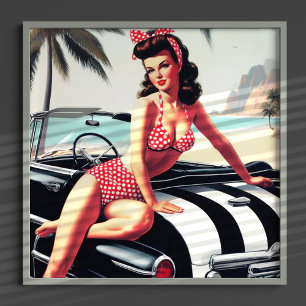 Poster Voiture Vintage Classic Pin Up
