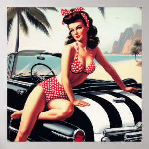Poster Voiture Vintage Classic Pin Up