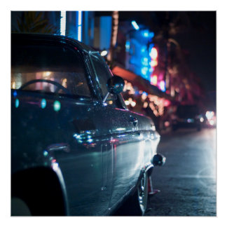 Poster Voiture vintage Ocean Drive