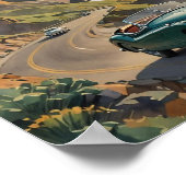 Poster Voiture Vintage sur la Beach Side Road (Coin)