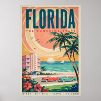 Voitures de la côte de Floride Illustration Art de