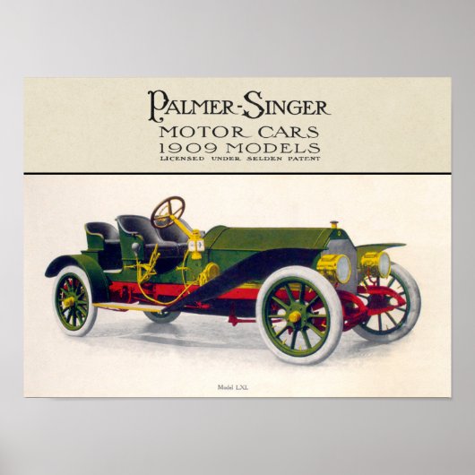 Poster Voitures de moteur Palmer-Singer, 1909 (Devant)